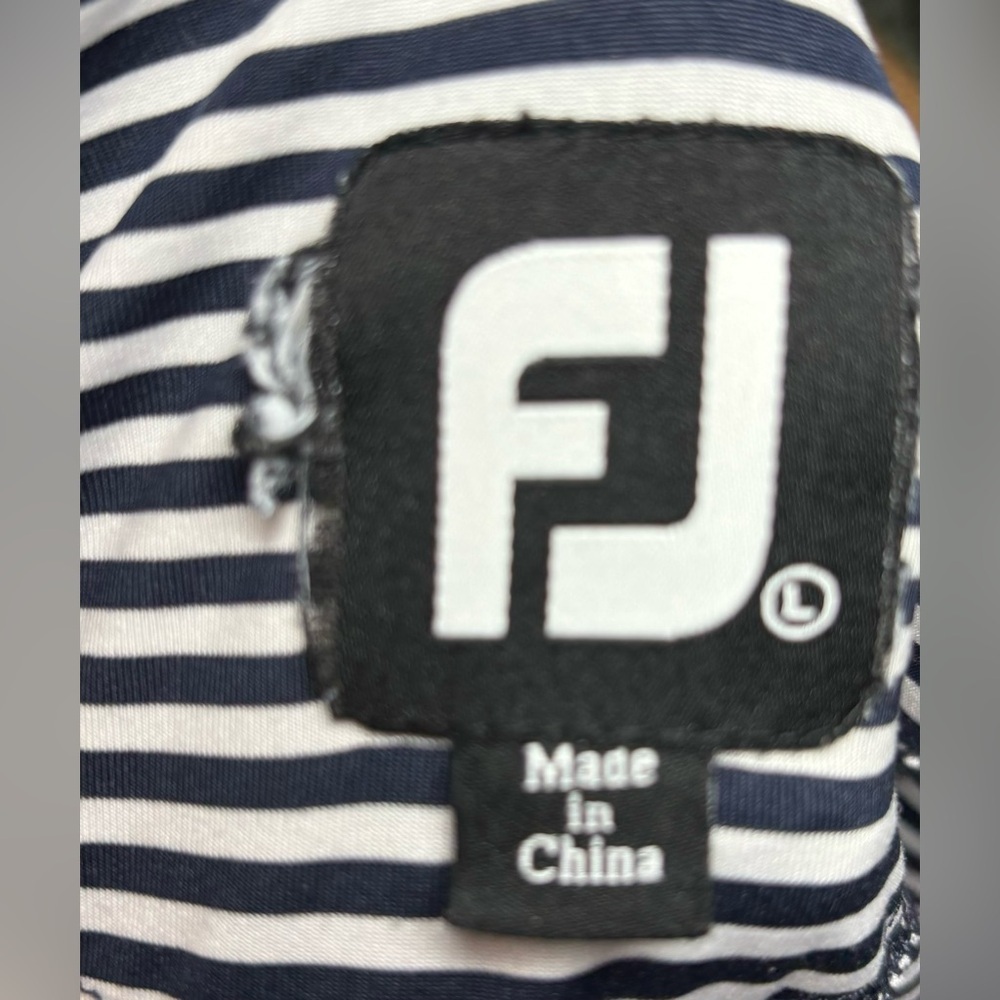 FootJoy Blue Striped Golf Polo Shirt Short Sleeve Stretch Performance Size Large - Picture 6 of 6